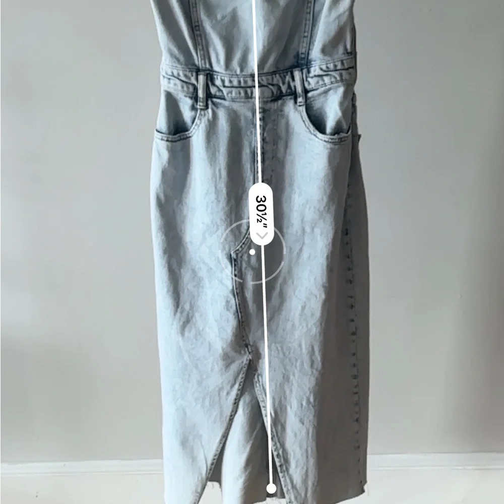 New With Tags | Chic Strapless Denim Midi Dress - Picture 5 of 7